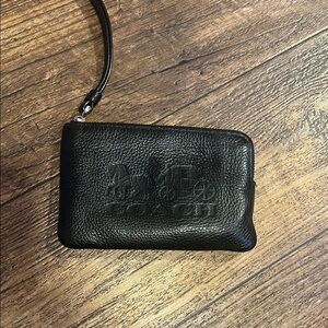 Coach Black Textured Leather Wristlet
